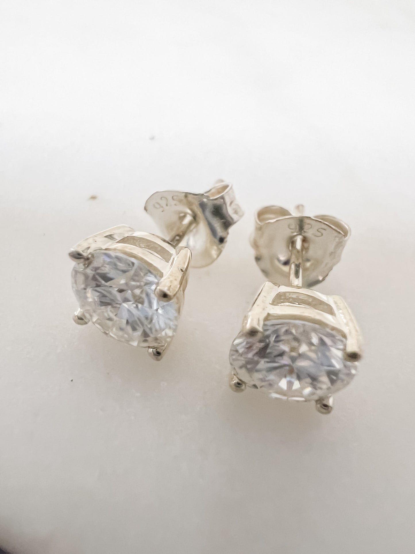Moissanite Studs in Silver