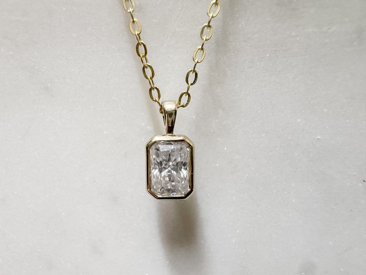 Radiant Cut Gold Pendant | 9kt Yellow Gold