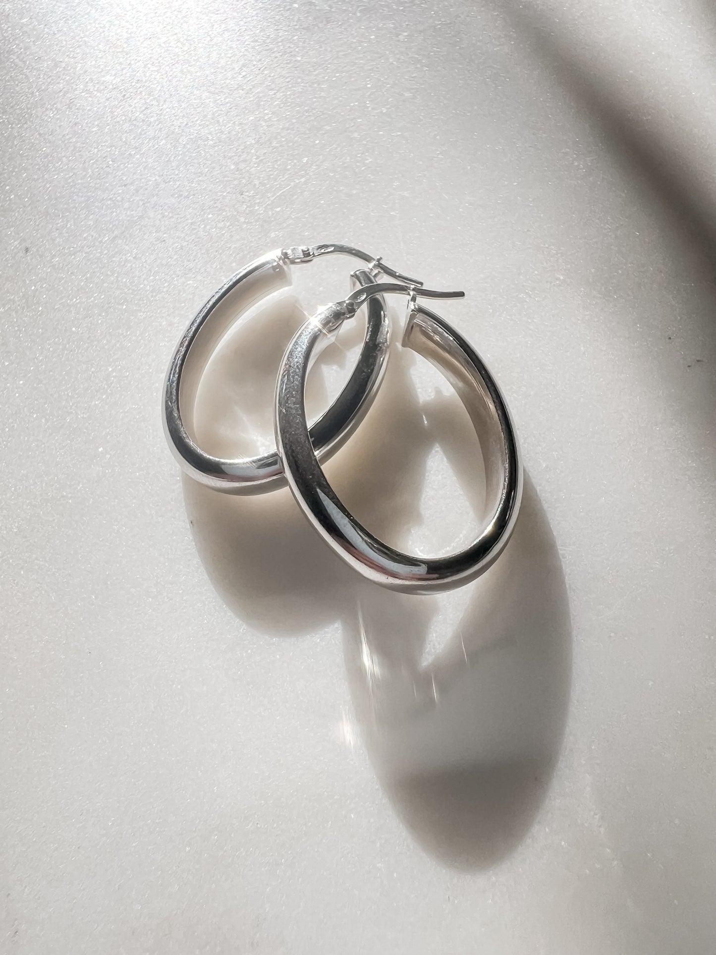 Silver Oval Hoops