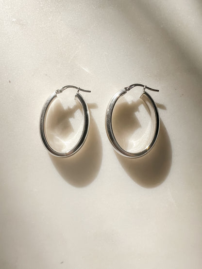 Silver Oval Hoops