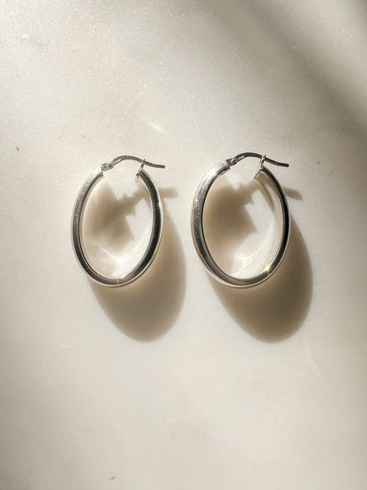 Silver Oval Hoops