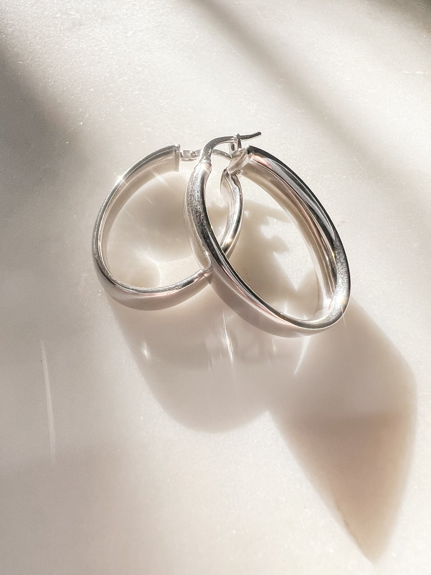 Silver Oval Hoops