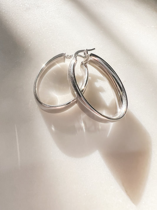 Silver Oval Hoops