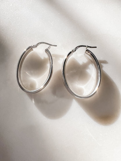 Silver Oval Hoops