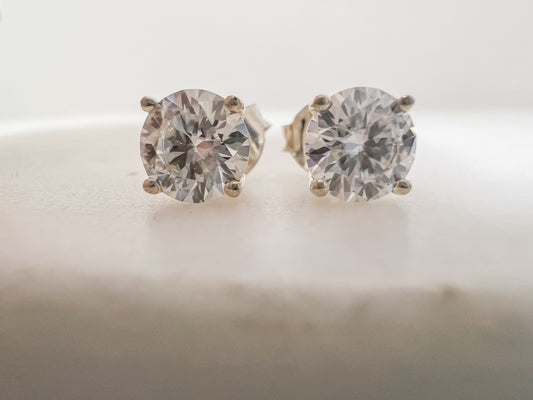 Moissanite Studs in Silver